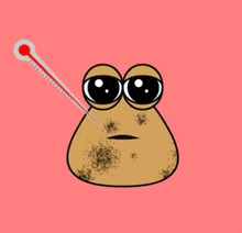 a cartoon potato with a thermometer in its mouth