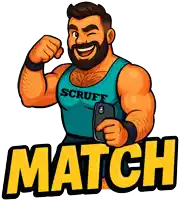 a cartoon of a man with scruff written on his shirt