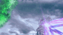 a purple light is coming out of a purple object