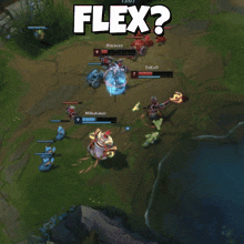 a league of legends game is being played and the word flex is above it