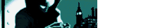 a silhouette of a man talking on a cell phone with a city in the background