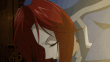a cartoon character with red hair has a letter z on her face