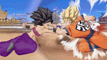 a cartoon of goku and caulifla fighting