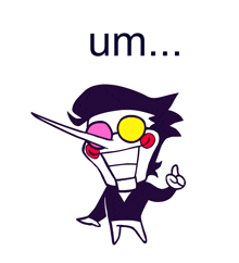 a cartoon character with glasses and the words no thank you below it