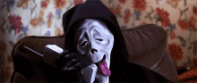Scary Moviewasted Mask GIF - Scary Moviewasted Mask On The Phone GIFs