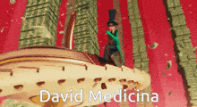 a cartoon of a man in a top hat with the words david medicina written below him