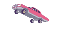 a cartoon drawing of a lowrider car with a license plate that says jcj on it
