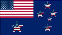 the flag of the united states of america is shown on a dark blue background