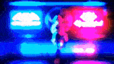 a blue and pink background with a few icons