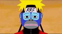 a cartoon monkey with a headband that says rrf