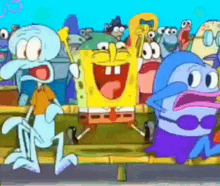 a group of cartoon characters including spongebob squarepants and squidward