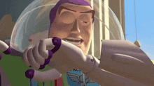 buzz lightyear from toy story is holding a gun