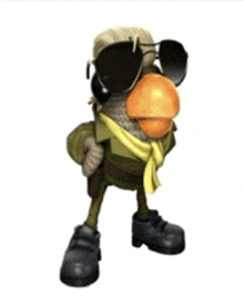 a cartoon character is wearing sunglasses and a scarf