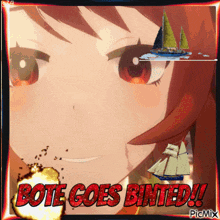 a picture of a girl with a boat and the words bote goes binted
