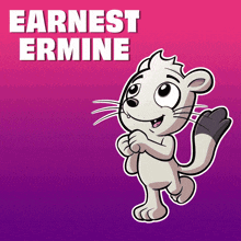 a cartoon squirrel with the name earnest ermine written above it