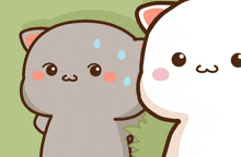 a cartoon drawing of a gray and white cat