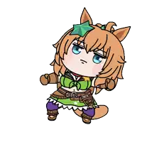 a cartoon drawing of a horse girl with a green star on her head