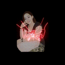 a picture of a woman with hearts around her and the word love