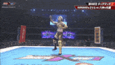 a female wrestler in a ring that says hanako vs