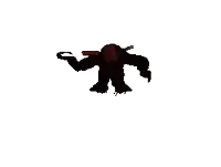 a cartoon drawing of a red monster with a large mouth