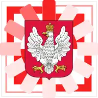 a coat of arms with a white eagle with a crown on its head