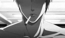 a man is smoking a cigarette in a black and white drawing .