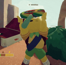 a cartoon character is holding a colorful lollipop with a loading bar in the background