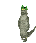 a cartoon of a cat with a green hat on its head