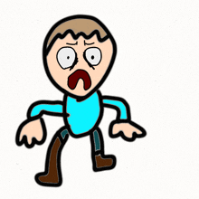 a cartoon drawing of a person with a surprised look on their face