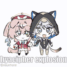a pixel art explosion with the words hyacipher explosion written on it