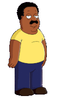 a cartoon character with a mustache and a yellow shirt