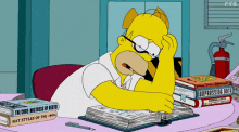 the simpsons homer simpson stressed study studying