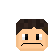 a pixel art drawing of a man 's face with a sad expression .