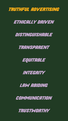 a green background with truthful advertising written on it