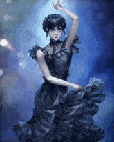 a drawing of a woman in a black dress
