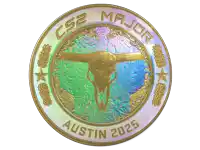 a gold coin with a bull skull and the words austin 2025