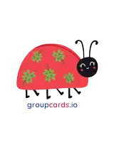 a ladybug with the words groupcards.io written below it