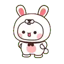 a cartoon rabbit is wearing a bunny costume and a bow tie .