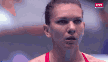 a close up of a woman 's face with the word игра in the upper right corner