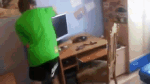 angry gamer monitor throw monitor destroy polish guy