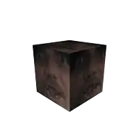 a cube with a man 's face on it against a white background