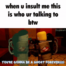 a meme that says when u insult me this is who ur talking to btw you 're gonna be a ghost forever