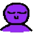 a pixel art drawing of a purple person wearing sunglasses .
