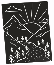 mountain sunrise tree stickers