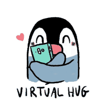 virtual hug penguin hug love qwertyuiop