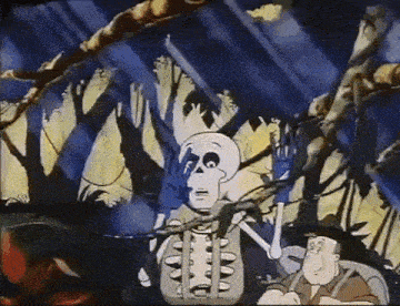 Skeleton unintentionally hits Bulk with a tree branch