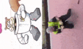 a cartoon of spongebob squarepants and a police officer standing next to each other .