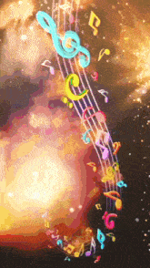 a bunch of colorful music notes on a row