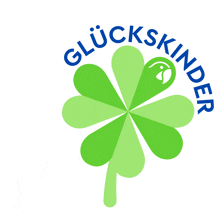 a logo for glückskinder with a green clover