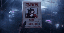 a person is holding a wanted poster with a picture of a girl with a gun